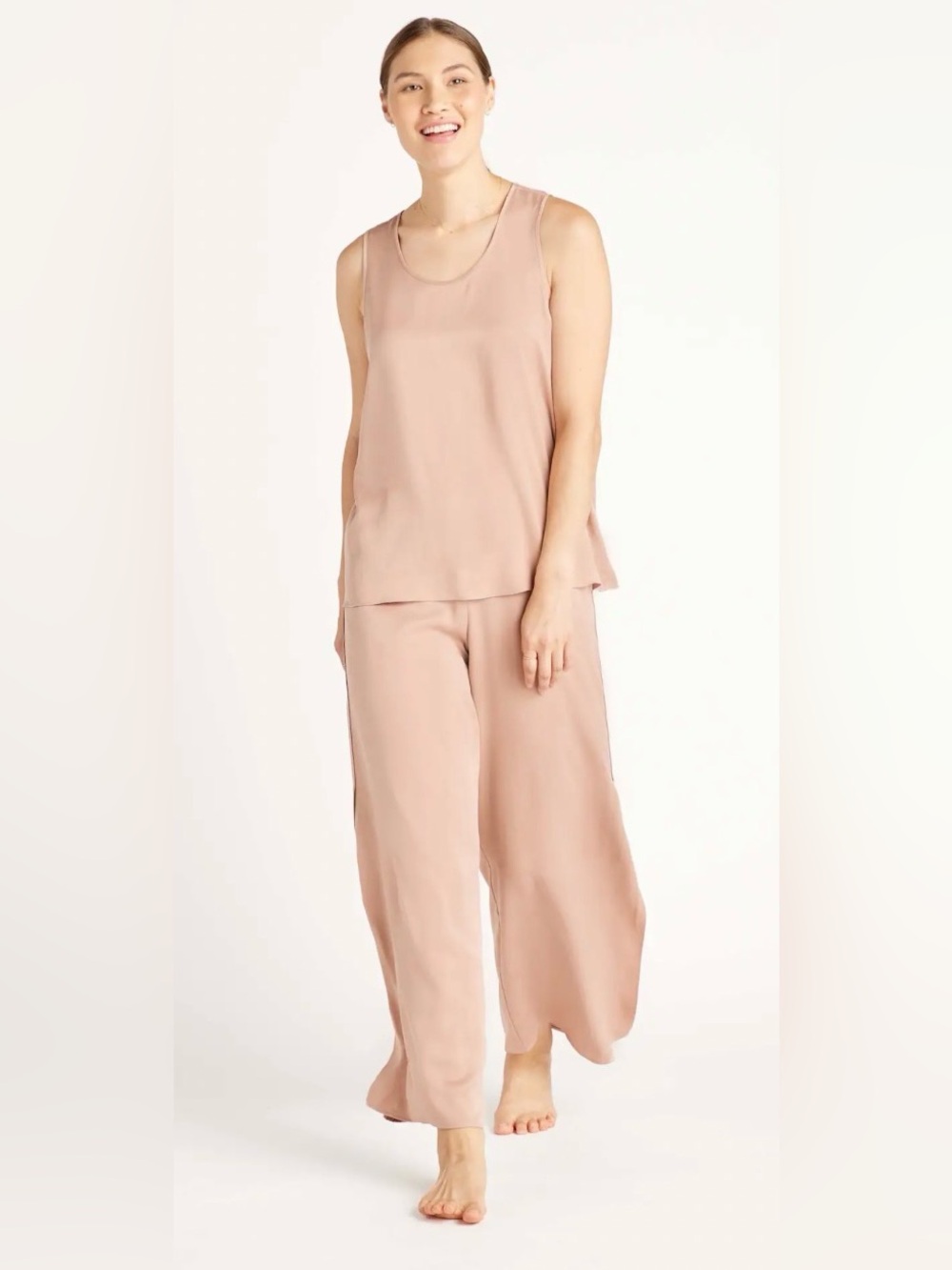 Quince 100% Washable Silk Pajama Pants in toasted almond